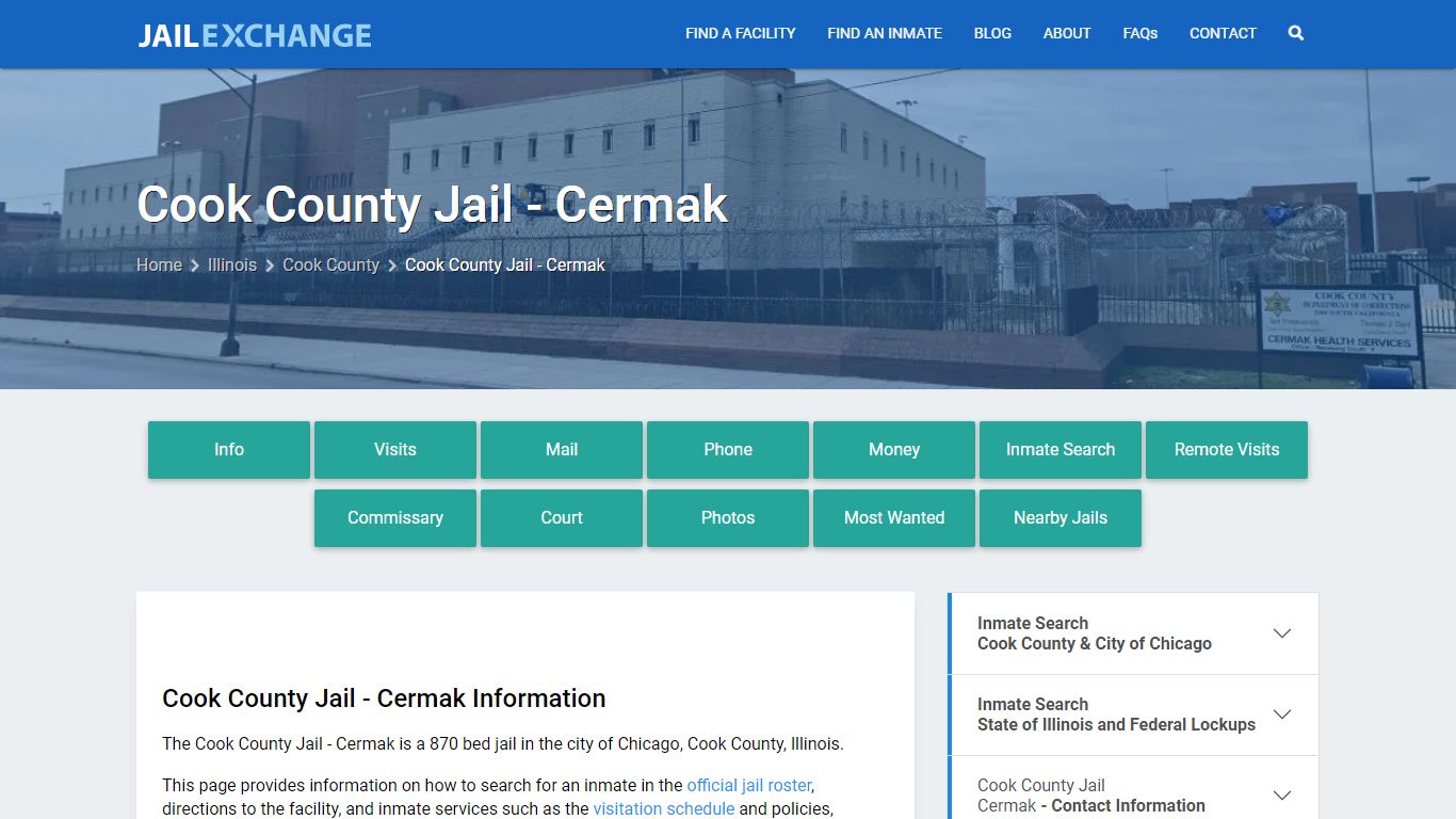 Cook County Jail - Cermak, IL Inmate Search, Information