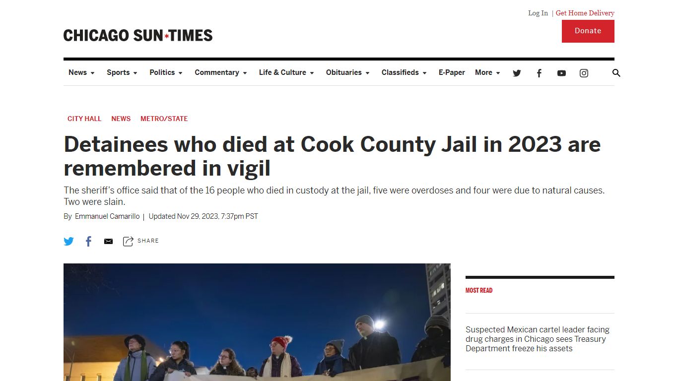 Vigil held for detainees who died at Cook County Jail in 2023 - Chicago ...